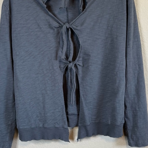 Dylan Brushed Blue Gray Long Sleeve Bow Tie Back Oversized Sweatshirt Size Small - Picture 6 of 9